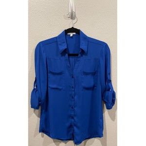 EXPRESS The Portofino Blue Button Down Long Sleeve Shirt